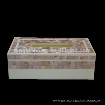 Inicio conjunto de accesorios de color rosa shell tejido caja cubierta en rectángulo